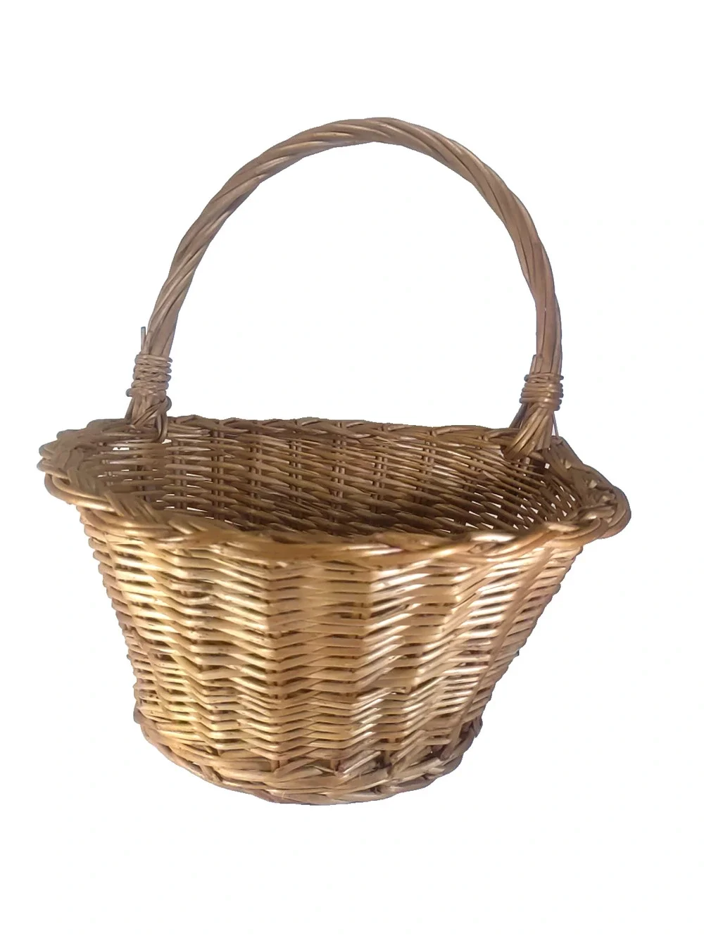 Hanging Half Basket Wicker Rattan Light Brown Handle Plant Storage